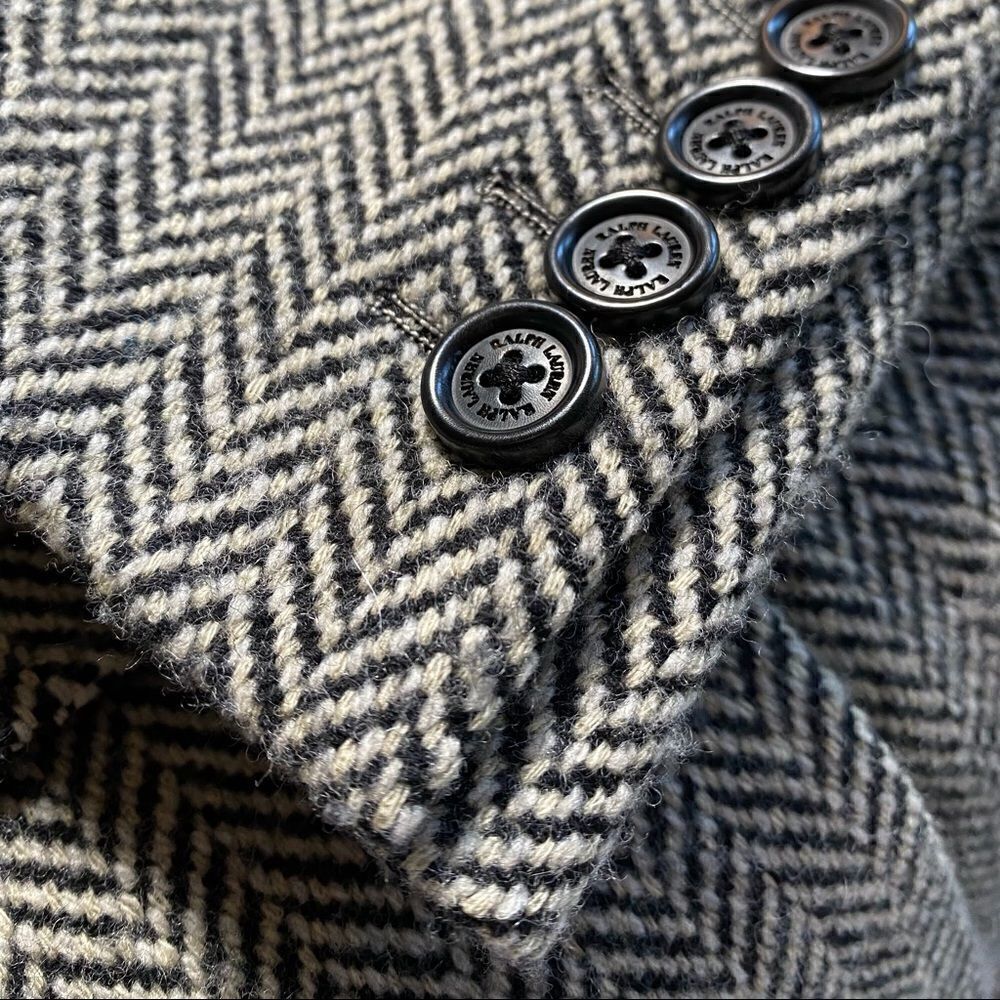 Ralph Lauren Collection Black & Cream Herringbone Wool Tweed Blazer - Picture 14 of 17